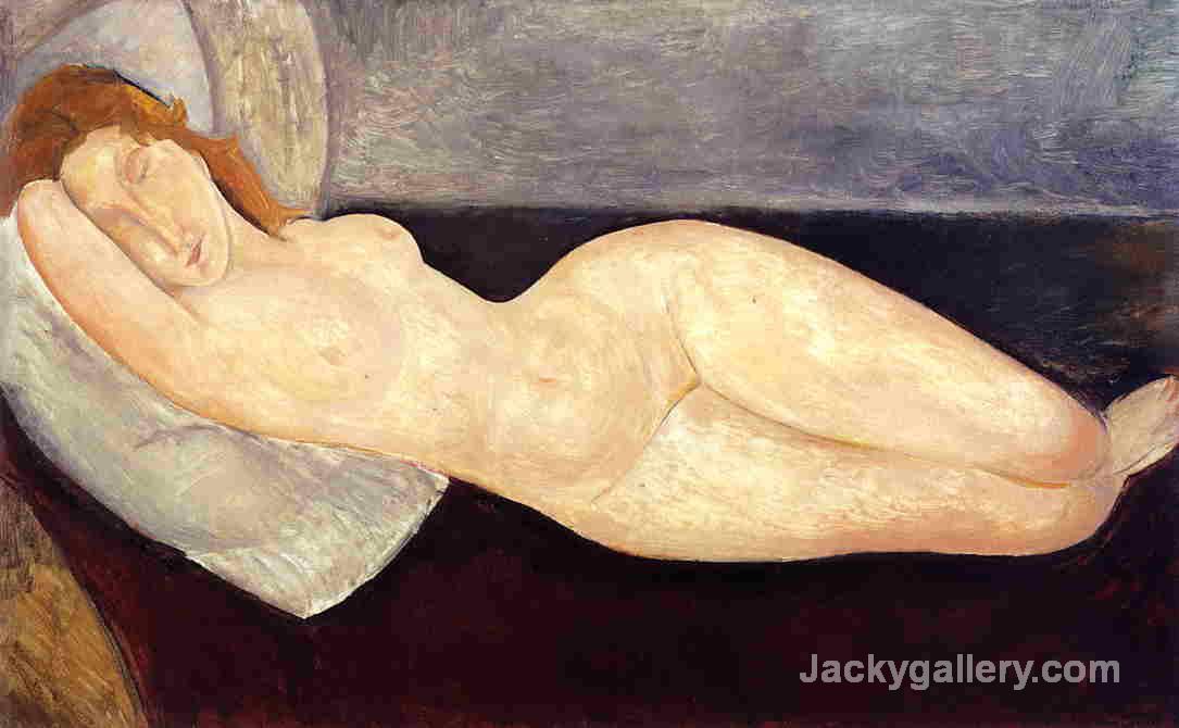 Reclining Nude, Head on Right Arm by Amedeo Modigliani paintings reproduction